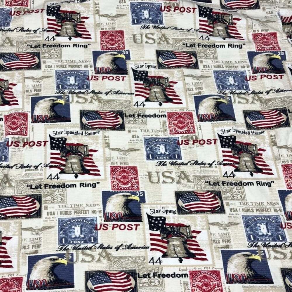 American Summer Patriotic Postage Stamp Polo Shirt XL - Picture 7 of 8